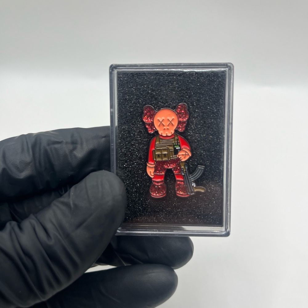 KAWS Red and Black Character Pin